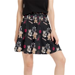 Cat Pattern Waistband Skirt by Sparkle