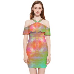 Faded Consciousness Shoulder Frill Bodycon Summer Dress by Thespacecampers