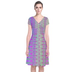 Glitch Machine Short Sleeve Front Wrap Dress by Thespacecampers