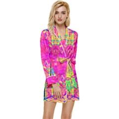 Kaleidoscopic Fun Long Sleeve Satin Robe by Thespacecampers