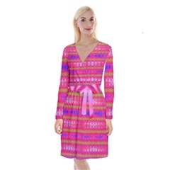 Pink Mirrors Long Sleeve Velvet Front Wrap Dress by Thespacecampers