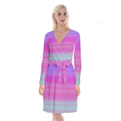 Pink Paradise Long Sleeve Velvet Front Wrap Dress by Thespacecampers