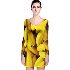 Banana Long Sleeve Velvet Bodycon Dress