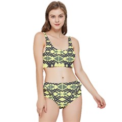 Abstract Pattern Geometric Backgrounds Frilly Bikini Set by Eskimos