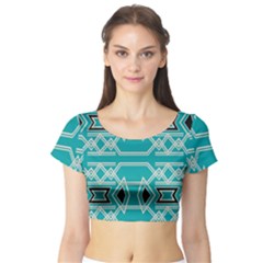 Abstract Pattern Geometric Backgrounds  Short Sleeve Crop Top by Eskimos