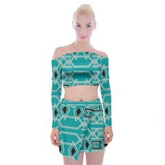 Abstract Pattern Geometric Backgrounds  Off Shoulder Top With Mini Skirt Set by Eskimos