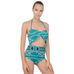 Abstract Pattern Geometric Backgrounds  Scallop Top Cut Out Swimsuit by Eskimos