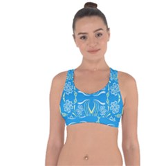 Folk Flowers Print Floral Pattern Ethnic Art Cross String Back Sports Bra by Eskimos