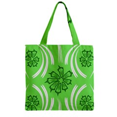 Folk Flowers Print Floral Pattern Ethnic Art Zipper Grocery Tote Bag by Eskimos