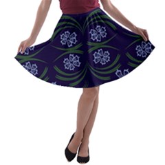 Folk Flowers Print Floral Pattern Ethnic Art A-line Skater Skirt by Eskimos