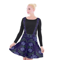 Folk Flowers Print Floral Pattern Ethnic Art Suspender Skater Skirt by Eskimos