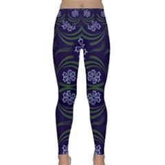 Folk Flowers Print Floral Pattern Ethnic Art Lightweight Velour Classic Yoga Leggings by Eskimos