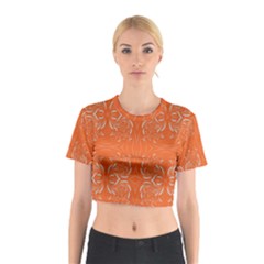 Folk Flowers Print Floral Pattern Ethnic Art Cotton Crop Top by Eskimos