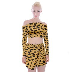 Animal Print - Leopard Jaguar Dots Off Shoulder Top With Mini Skirt Set by ConteMonfrey