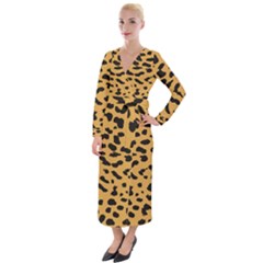 Animal Print - Leopard Jaguar Dots Velvet Maxi Wrap Dress by ConteMonfrey