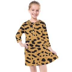 Animal Print - Leopard Jaguar Dots Kids  Quarter Sleeve Shirt Dress by ConteMonfrey