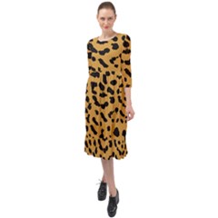 Animal Print - Leopard Jaguar Dots Ruffle End Midi Chiffon Dress by ConteMonfrey