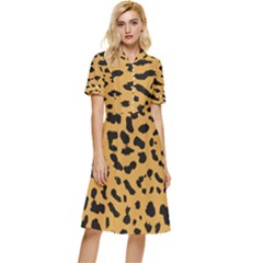 Animal Print - Leopard Jaguar Dots Button Top Knee Length Dress by ConteMonfrey