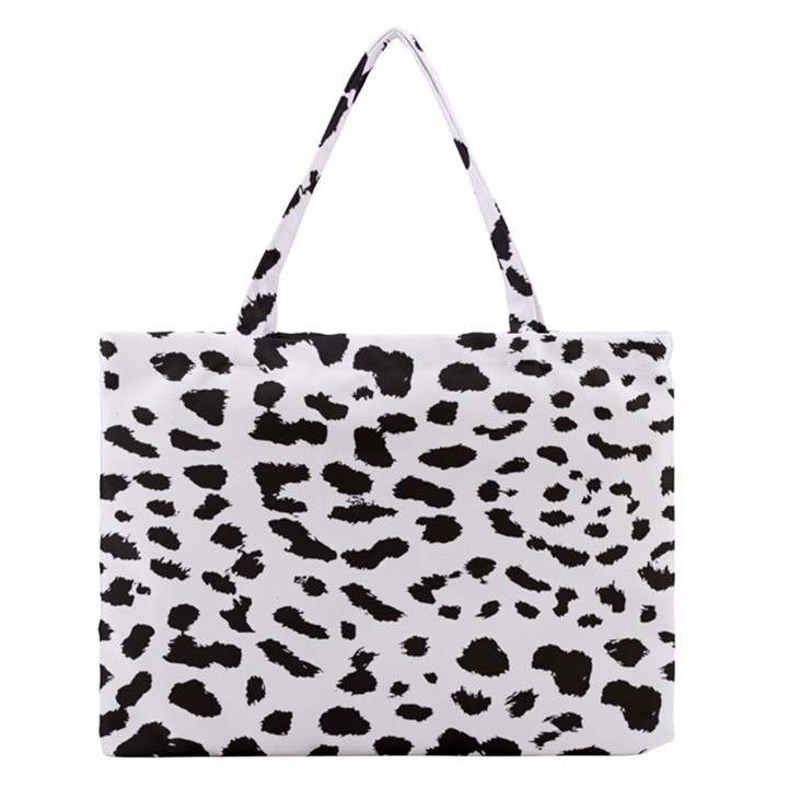 Black and white Leopard dots Jaguar Zipper Medium Tote Bag