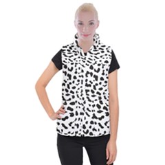 Black And White Leopard Dots Jaguar Women s Button Up Vest by ConteMonfrey