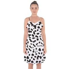 Black And White Leopard Dots Jaguar Ruffle Detail Chiffon Dress by ConteMonfrey