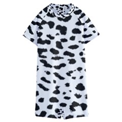 Black And White Leopard Dots Jaguar Kids  Boyleg Half Suit Swimwear