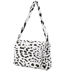 Black And White Leopard Dots Jaguar Front Pocket Crossbody Bag by ConteMonfrey