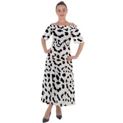 Black And White Leopard Dots Jaguar Shoulder Straps Boho Maxi Dress 