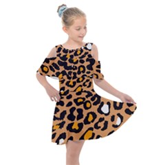 Leopard Jaguar Dots Kids  Shoulder Cutout Chiffon Dress by ConteMonfrey
