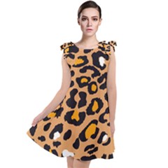 Leopard Jaguar Dots Tie Up Tunic Dress