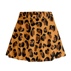 Orange Leopard Jaguar Dots Mini Flare Skirt by ConteMonfrey