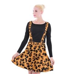 Orange Leopard Jaguar Dots Suspender Skater Skirt by ConteMonfrey