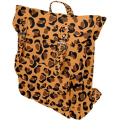 Orange Leopard Jaguar Dots Buckle Up Backpack