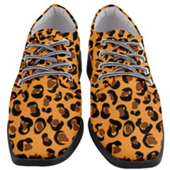 Orange Leopard Jaguar Dots Women Heeled Oxford Shoes