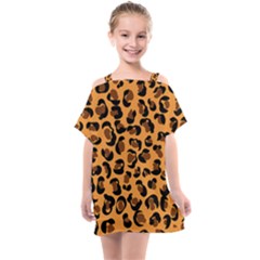 Orange Leopard Jaguar Dots Kids  One Piece Chiffon Dress