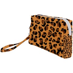 Orange Leopard Jaguar Dots Wristlet Pouch Bag (small)