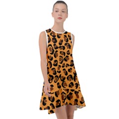 Orange Leopard Jaguar Dots Frill Swing Dress by ConteMonfrey