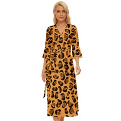 Orange Leopard Jaguar Dots Midsummer Wrap Dress