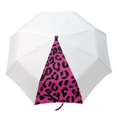 Leopard Print Jaguar Dots Pink Neon Folding Umbrellas by ConteMonfrey