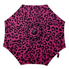 Leopard Print Jaguar Dots Pink Neon Hook Handle Umbrellas (small) by ConteMonfrey