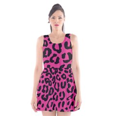 Leopard Print Jaguar Dots Pink Neon Scoop Neck Skater Dress by ConteMonfrey