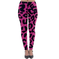 Leopard Print Jaguar Dots Pink Neon Lightweight Velour Leggings by ConteMonfrey