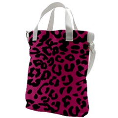 Leopard Print Jaguar Dots Pink Neon Canvas Messenger Bag by ConteMonfrey