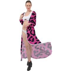 Leopard Print Jaguar Dots Pink Neon Maxi Chiffon Beach Wrap