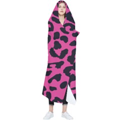 Leopard Print Jaguar Dots Pink Neon Wearable Blanket by ConteMonfrey
