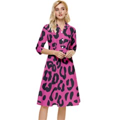 Leopard Print Jaguar Dots Pink Neon Classy Knee Length Dress by ConteMonfrey