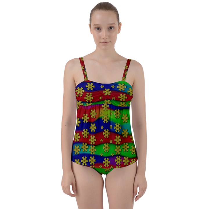 Blooming Stars On The Rainbow So Rare Twist Front Tankini Set