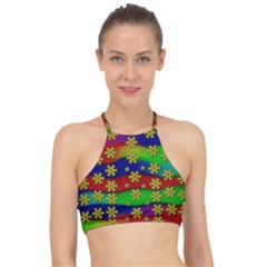 Blooming Stars On The Rainbow So Rare Racer Front Bikini Top by pepitasart