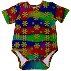 Blooming Stars On The Rainbow So Rare Baby Short Sleeve Onesie Bodysuit by pepitasart
