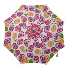 Colorful Seamless Floral, Flowers Pattern Wallpaper Background Hook Handle Umbrellas (small) by Amaryn4rt